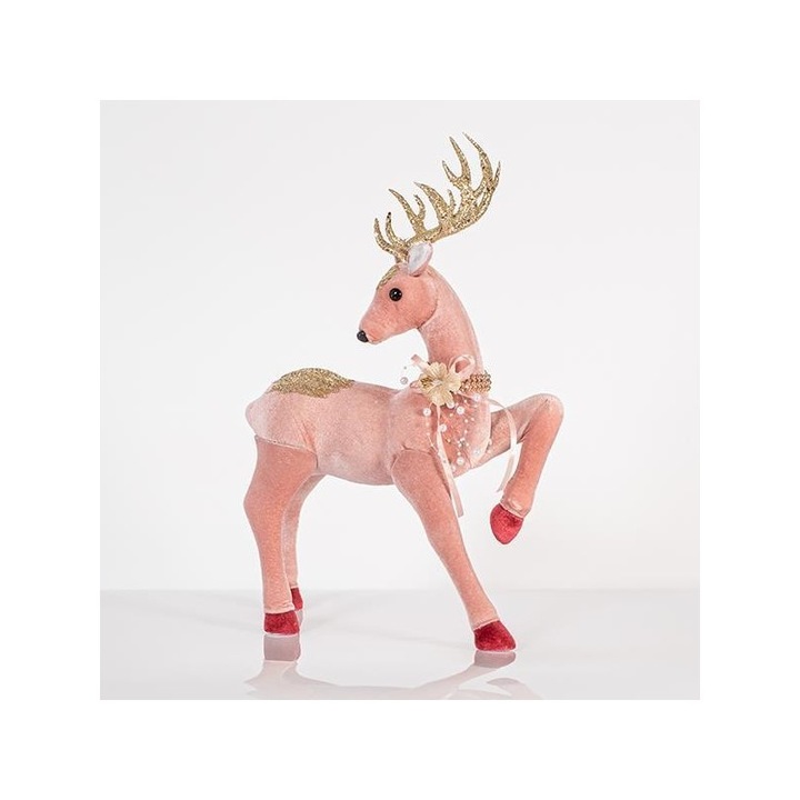 Decoratiune Pink Velvet Deer 33 cm x 47 cm