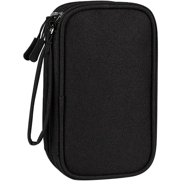 Husa Organizator Cablu de calatorie Accesorii electronice Husa de transport Portabil Impermeabil Dublu Straturi All-in-One Geanta de depozitare pentru Cablu, Incarcator, Telefon, Casti Negru, Special MR™