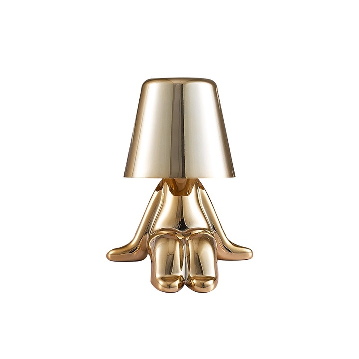 Lampa de birou LED, ABS, 3 temperaturi de culoare, aurie, 14x16cm