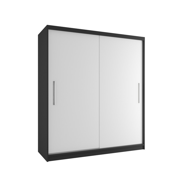 Dulap glisant Belini Verona, 2 usi, 158x60x216cm, Eco Wood, alb/negru