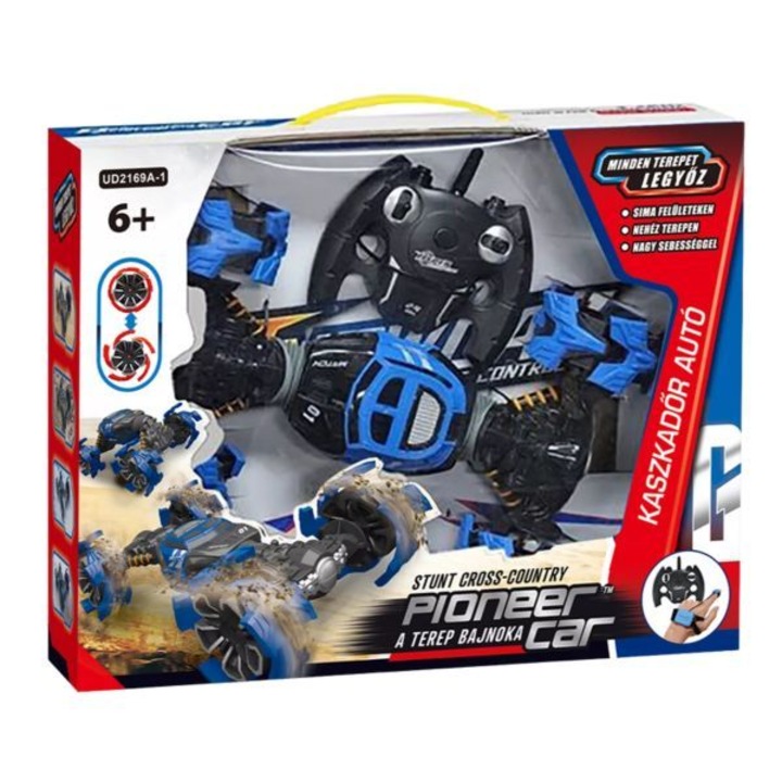 Masina de jucarie, Formatex, Pioneer Car, Telecomanda Stunt, 1:12, Albastru