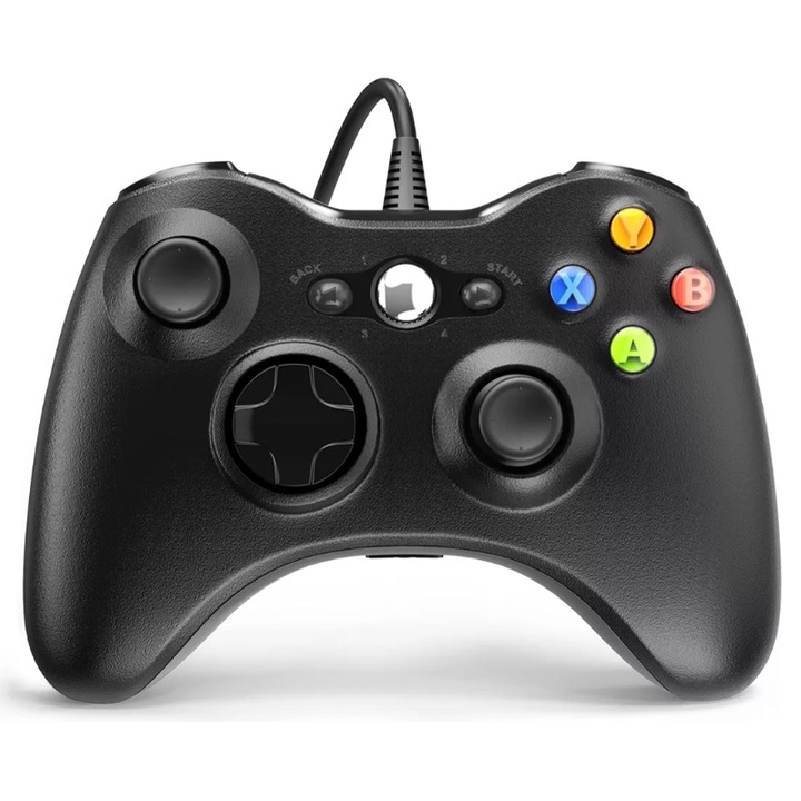 Vezetékes kontroller Xbox 360-hoz és PC-hez, 12 gomb, 2,2 m-es kábel, rezgések, ergonomikus