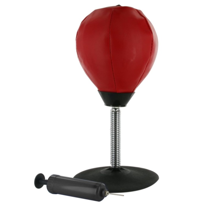 Sac de box antistress cu ventuza Mister Gadget, gonflabil, pentru birou, 17.5 x 17.5 x 36 cm, 536g