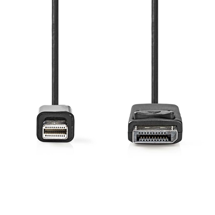Cablu Mini DisplayPort, Nedis, DisplayPort 1.2, Mini DisplayPort tata/DisplayPort tata, 21.6 Gbps, Nichelat, 2.00 m, Rotund, PVC, Negru