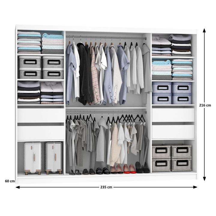 Dulap Verona MBP glisant cu oglinda SERTARE 232 cm Alb