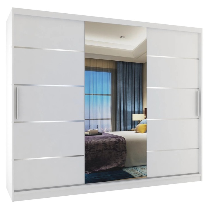 Dulap Verona MBP glisant cu oglinda SERTARE 232 cm Alb