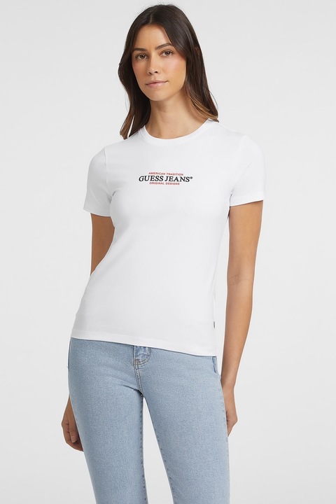 Guess Jeans, Слим тениска American Tradition, Червен/Черен/Бял