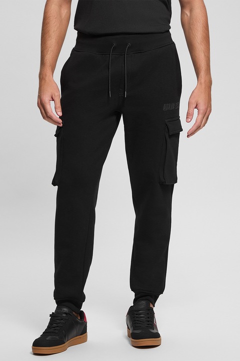 GUESS, Pantaloni cargo de trening pentru antrenament, Negru