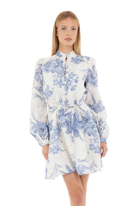 Guess, Mintás hosszú ujjú ruha, Pasztellkék/Csontszín, M