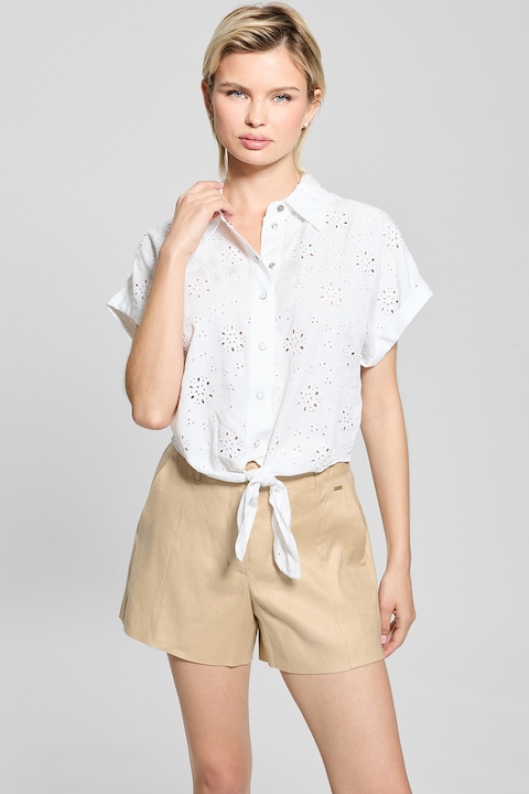 Guess, Hímzett lyocelling rövid ujjakkal, Fehér/Átlátszó