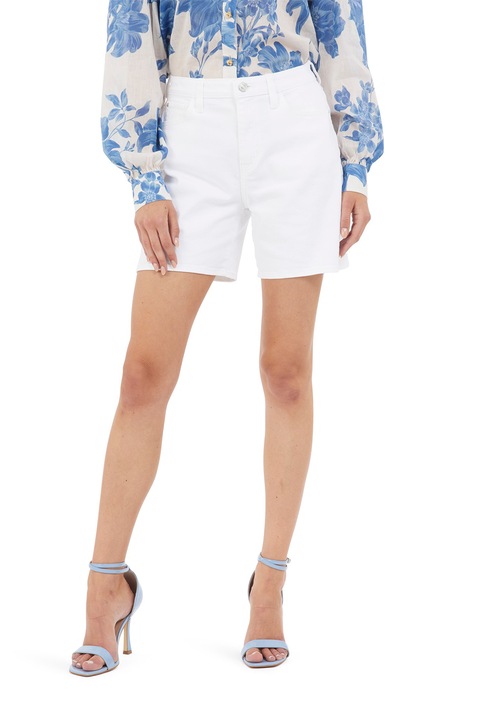 GUESS, Blugi scurti cu talie inalta, Alb optic