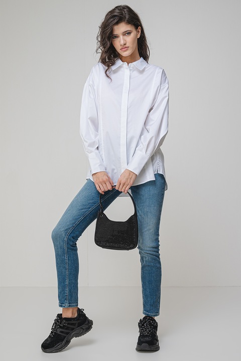 GUESS, Kényelmes fazonú ing rejtett rögzítéssel, Fehér