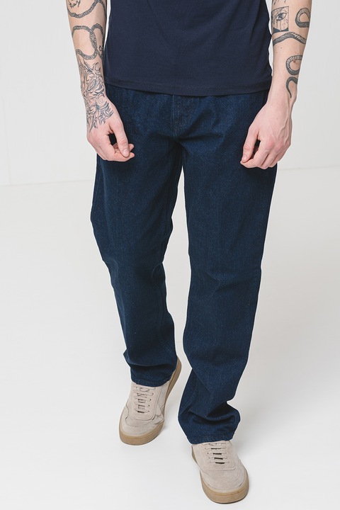 GUESS, Straight fit farmernadrág logóval, Tengerészkék