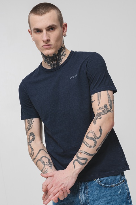 Guess, Egyszínű pamutpóló, Tengerészkék