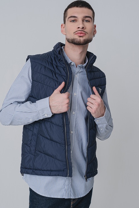 GUESS, Подплатен елек с джобове, Тъмносин, S