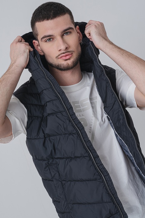 GUESS, Подплатен елек с джобове, Черен, L