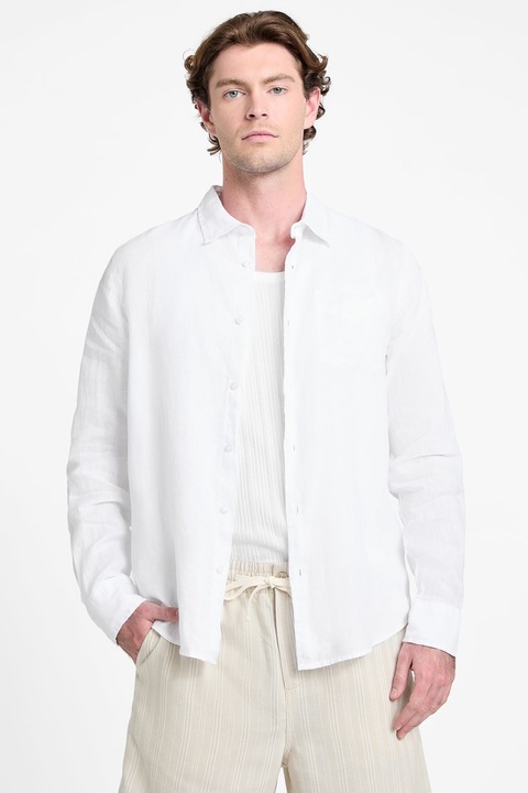 Guess, Camasa de in cu buzunar pe piept, Alb optic