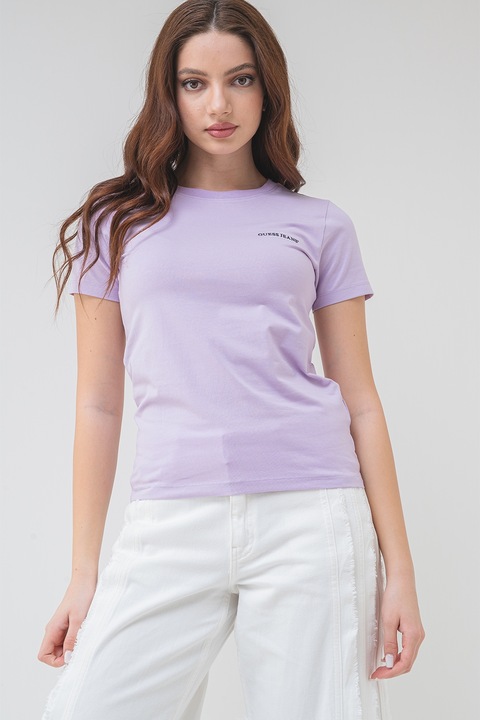 GUESS JEANS, Tricou slim fit cu decolteu la baza gatului, Violet/Lila