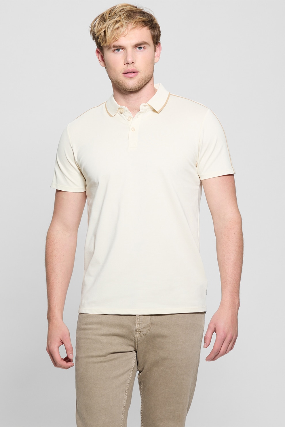 Guess, Tricou polo regular fit, Bej, S