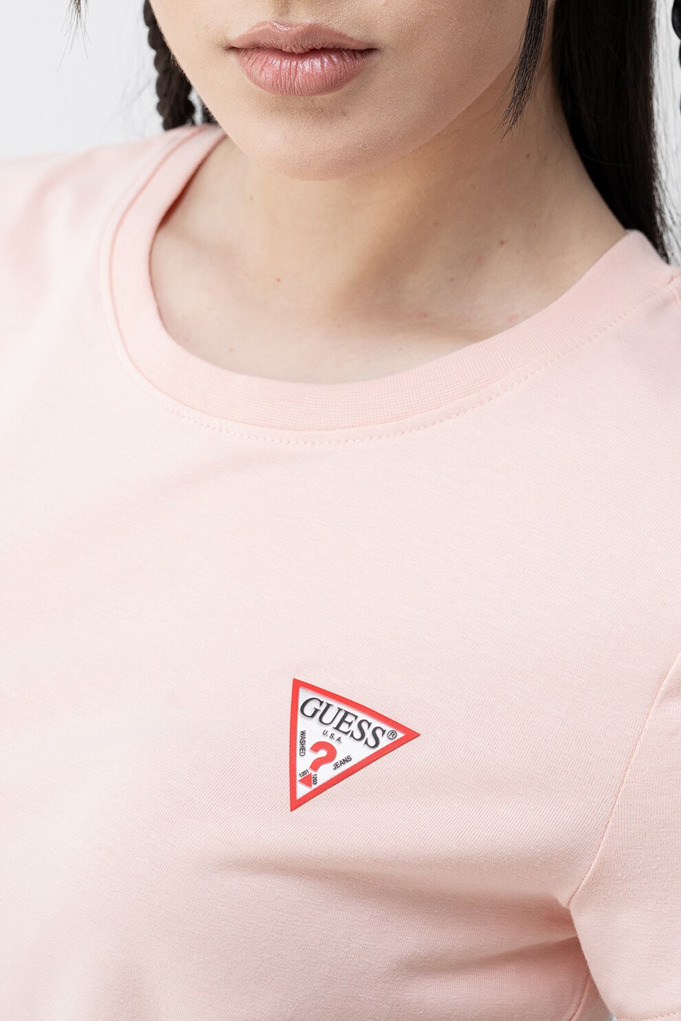 Guess Róz GUESS, Tricou slim fit cu logo, Roz deschis, S - eMAG.ro