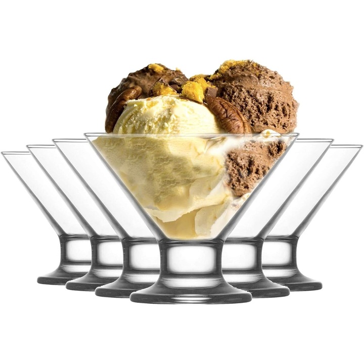 Set 6 Boluri pentru Desert, LAV, Model Crema, Extra Calitate, 165 ml, Ideal pentru Dulciuri si Gustari