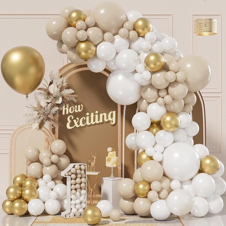 Set baloane pentru aranjament arcada Delpi, 146 piese, Multicolor, 3 dimensiuni