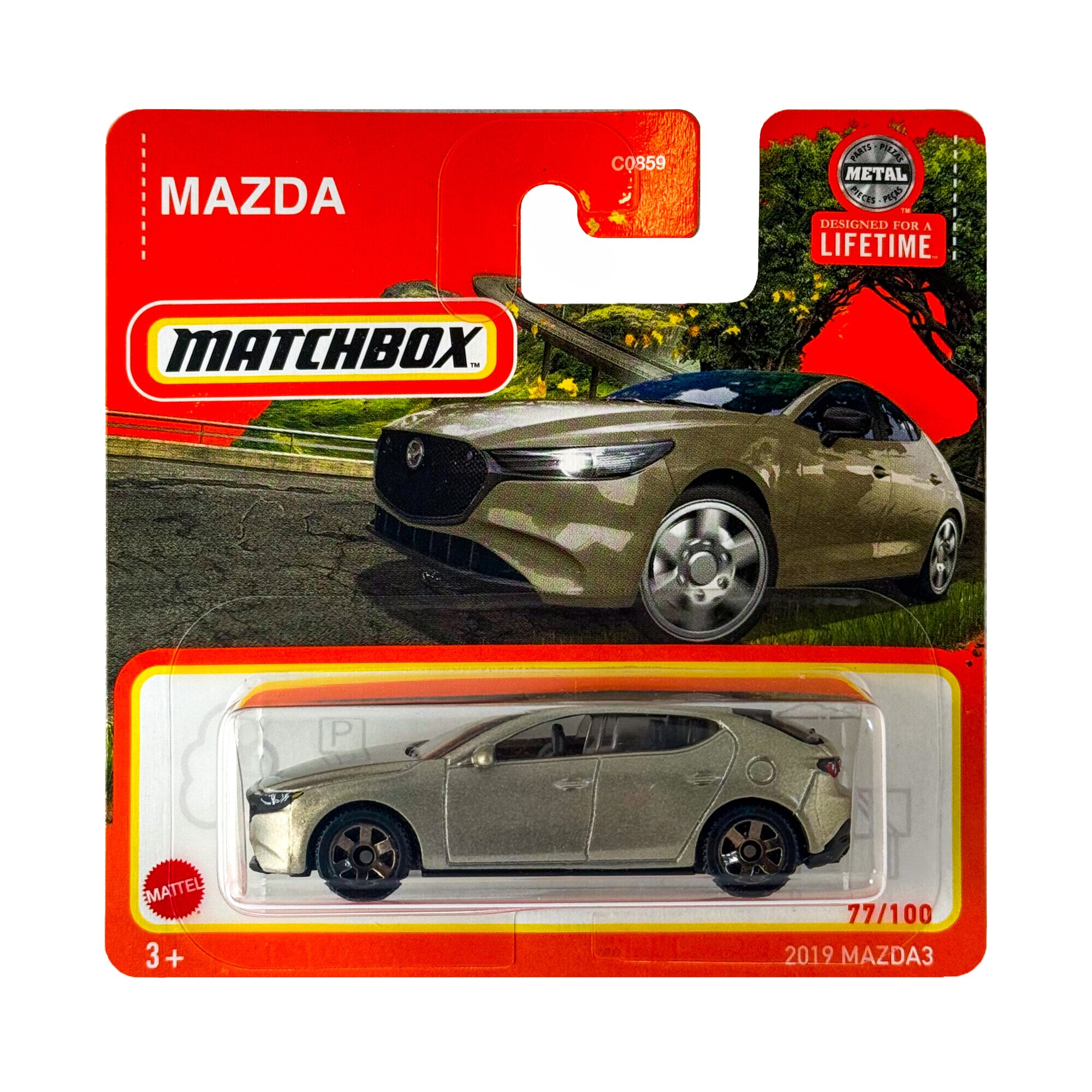 Masinuta metalica Matchbox, 2019 Mazda 3, 1:64, Argintiu Metalizat