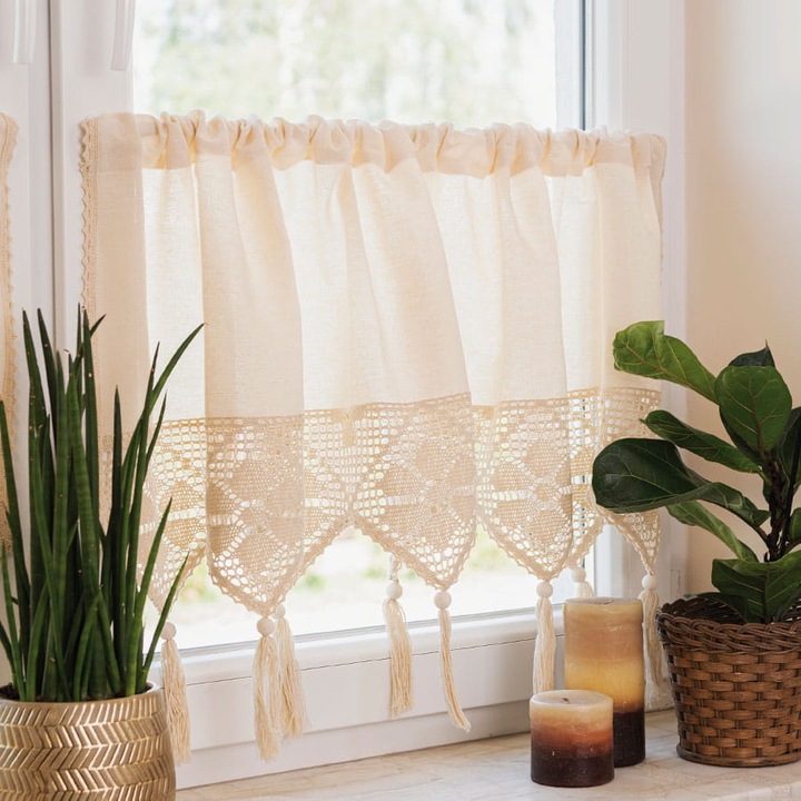 Függöny, 75x150 cm, Napellenző, Krém