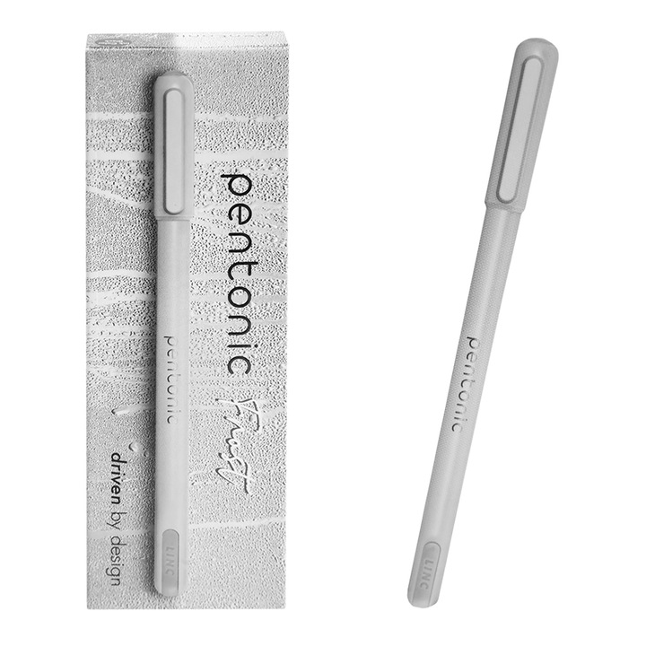 Комплект от 10 писалки LINC Pentonic Frost, сиво тяло, черен олово, 0,7 mm