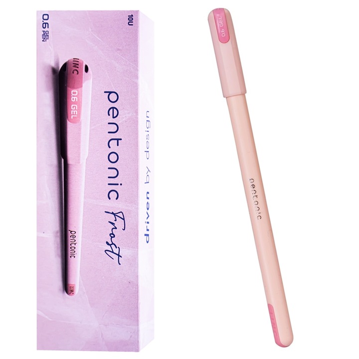 Комплект от 10 гел химикалки LINC Pentonic Frost, червено тяло, червен олово, 0,6 mm