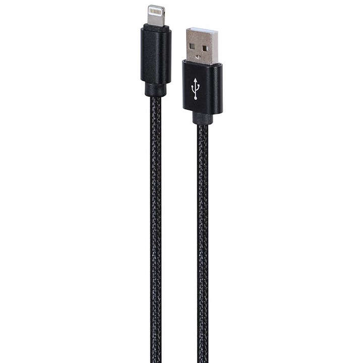 Gembird (CCDB-MUSB2B-AMLM-6) USB-A - Lightning töltő- és adatkábal, szövetbotítás, 1.8 m, fekete