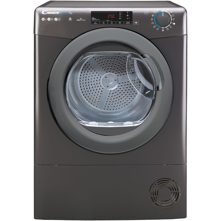 Uscator de rufe Candy CSOE H10A2TRER-S, Pompa de caldura, 10 kg, Wi-Fi + BLE, Clasa E, Antracit