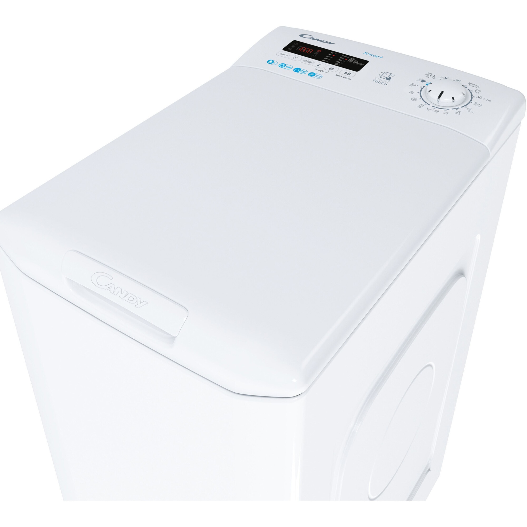 Masina de spalat rufe cu incarcare verticala Candy Smart CSTG282D2/1-S, 8 kg, 1200 RPM, Mix Power Systems, Gentle touch opening, Clasa D, Alb