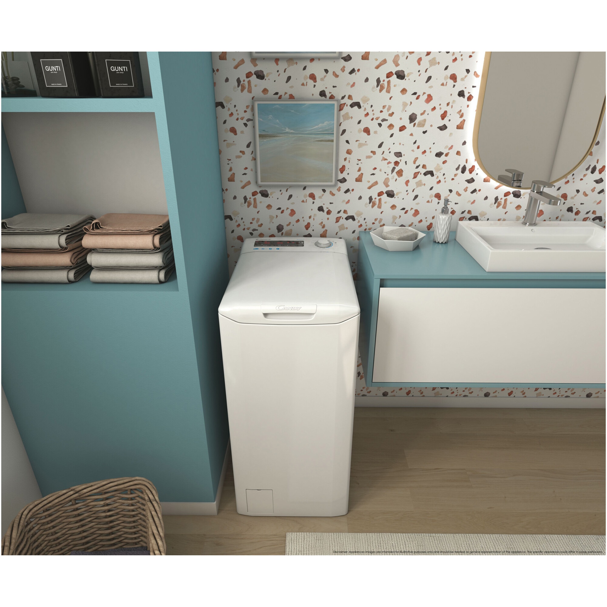 Masina de spalat rufe cu incarcare verticala Candy Smart CSTG282D2/1-S, 8 kg, 1200 RPM, Mix Power Systems, Gentle touch opening, Clasa D, Alb