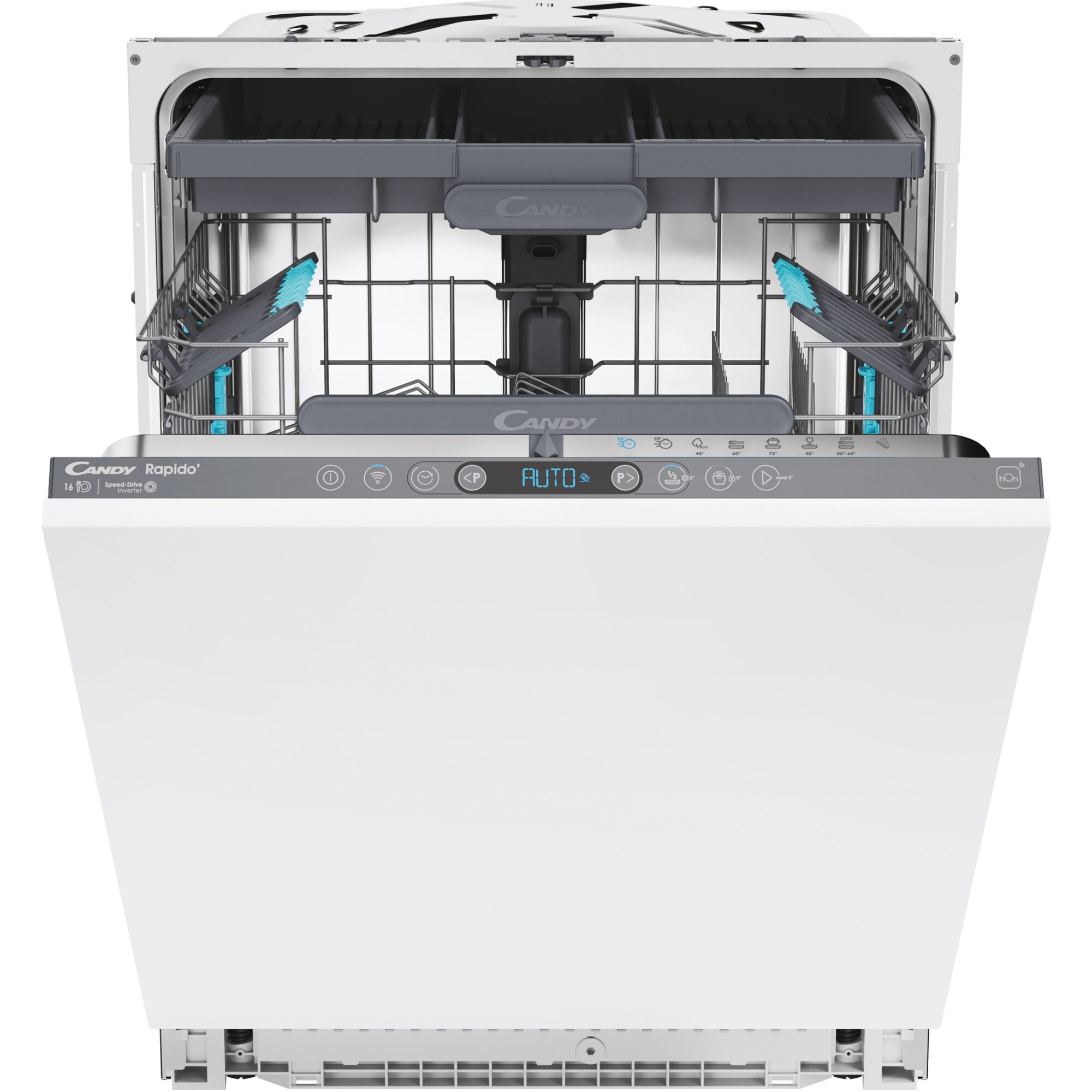Masina de spalat vase incorporabila Candy CI 6E7F1A, 16 seturi, 8 programe, Clasa E, Conectivitate WiFi, Touch control, Speed-Drive Inverter Motor, MaxiTUB, Start Delay, 60 cm