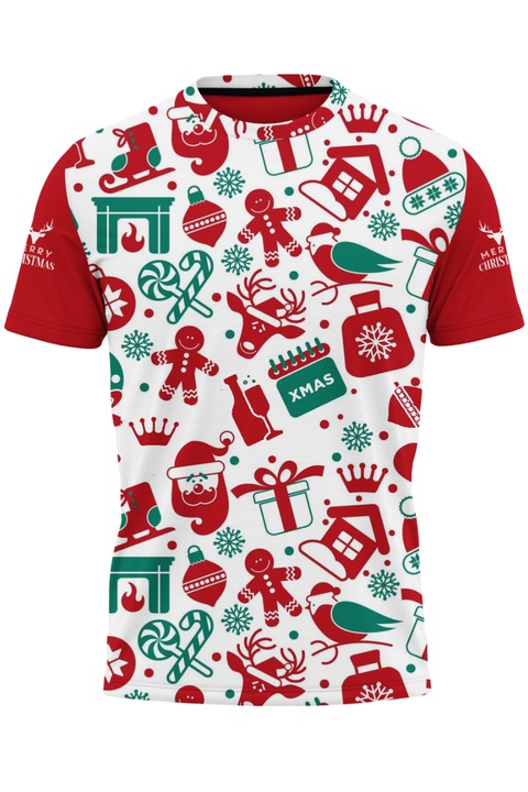Мъжка коледна тениска 21.87, къс ръкав, многоцветна, 6XL INTL