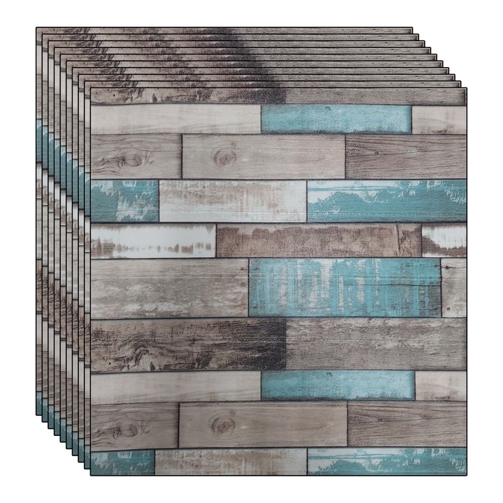 Комплект от 10 броя самозалепващи тапети 3D NEXTLY, за стена или таван, водоустойчиви, регулируеми, здраво лепило, лесни за монтаж, покривна площ 4,9 кв.м, 70x70 см, модерен дизайн, многоцветни, код 71