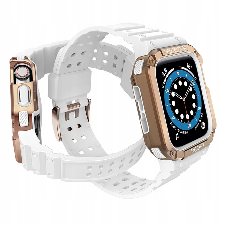 Hurtel védőszíj tokkal, Apple Watch 7/6/5/4/3/2/Se, 41/40/38 mm, fehér