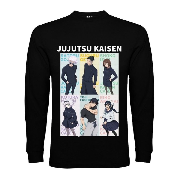 Hosszú ujjú póló, modell Jujutsu Kaisen M3, kor, Fekete