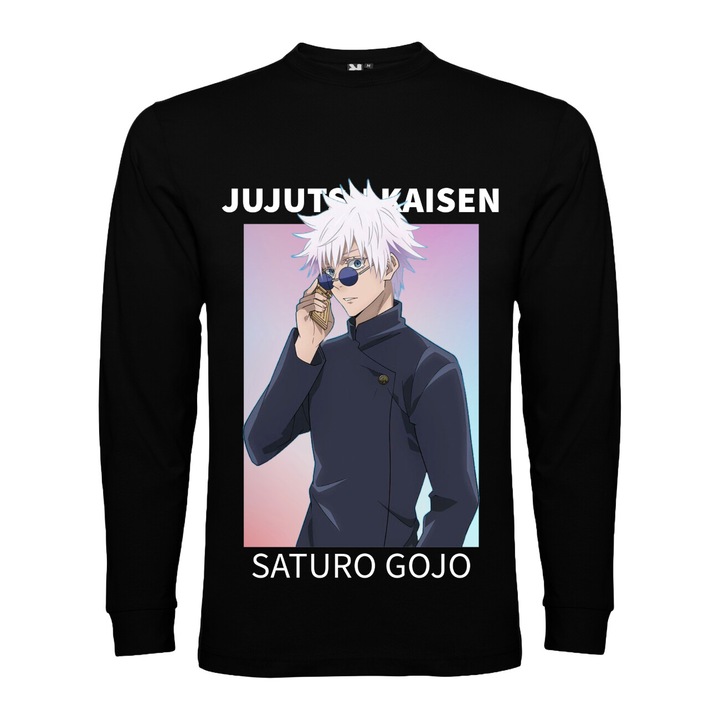 Hosszu ujju polo, modell Jujutsu Kaisen, Saturo Gojo, Fekete