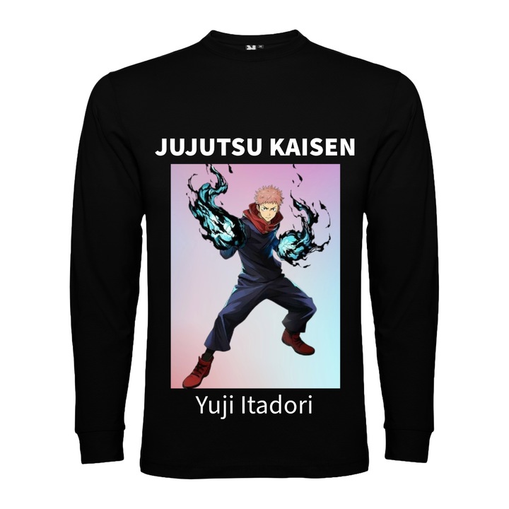 Hosszú ujjú póló, Jujutsu Kaisen modell, Yuji Itadori, kor, Fekete