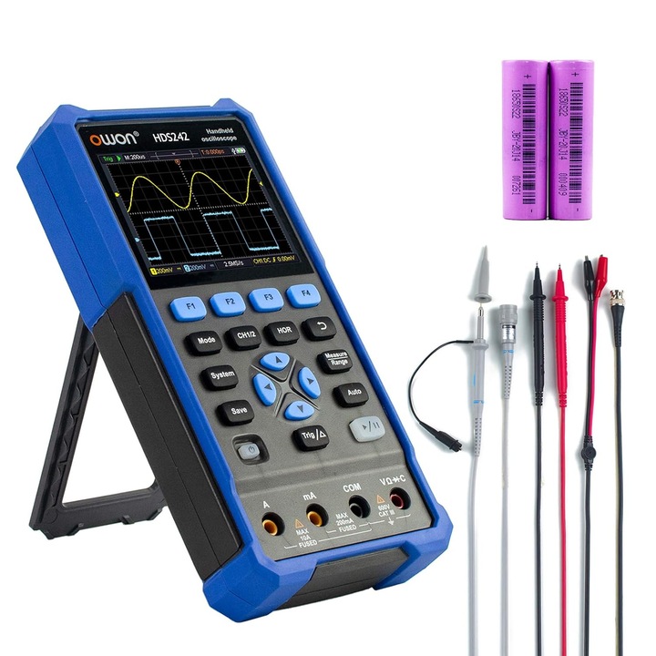 Osciloscop portabil, cu functie multimetru digital cu 20000 counts, ecran 3.5 inch, latime de banda cu 2 canale 40 MHz, 10000wfrms/s, acumulator 4400 mAh, multifunctional