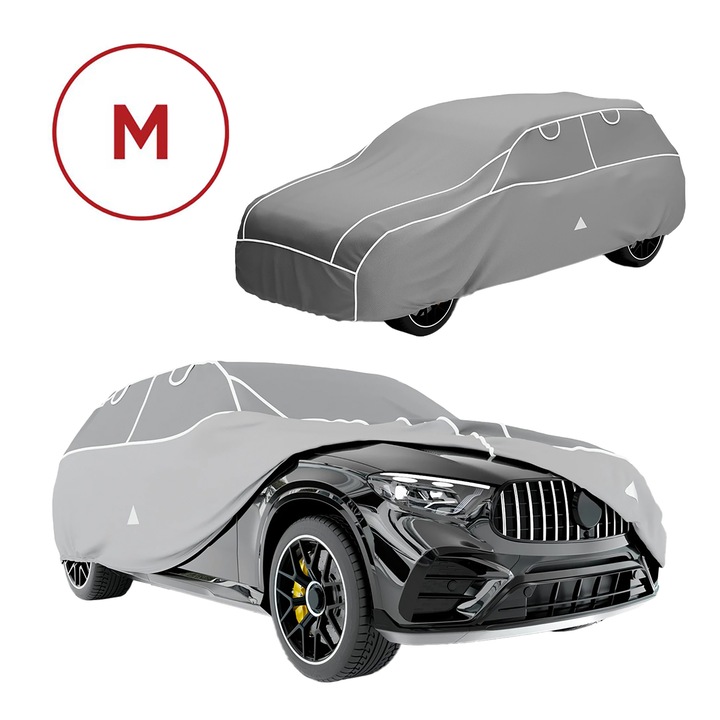 Покривало против градушка за автомобил, SUV, Premium Hybrid UV Protect, 4600 x 1750 x 1450 мм (Д x Ш x В) Walser, дебелина 8 мм, сребристо сиво, размер M