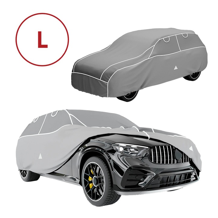 Покривало против градушка за автомобил, SUV, Premium Hybrid UV Protect, 4900 x 1850 x 1450 мм (Д x Ш x В) Walser, дебелина 8 мм, сребристо сиво, размер L