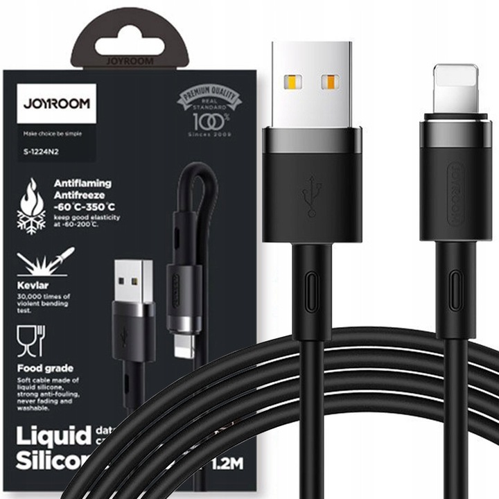 Cablu de date, Joyroom, Lightning, 120 cm, 2400 mA, Negru
