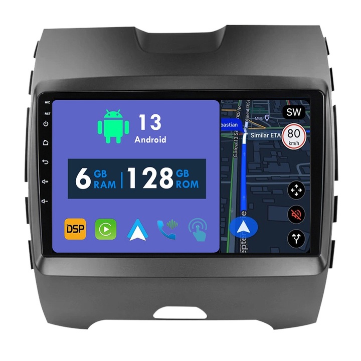 GPS navigációs CarPlay rádió Ford Edge 2 2015 - 2018 Android Auto Stereo Bluetooth érintőképernyőhöz 6 GB RAM, 128 GB ROM