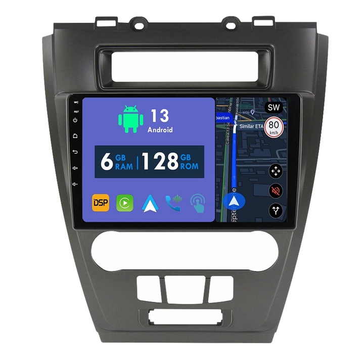 GPS навигация CarPlay радио за Ford Fusion Mondeo Mustang 2009-2012 Android Auto Stereo Bluetooth сензорен екран 6GB RAM, 128GB ROM
