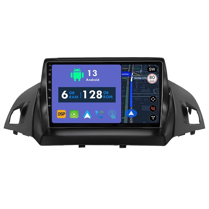 GPS navigációs rendszer, CarPlay rádió Ford Ford Kuga 2 Escape 3-hoz 2012 - 2019 Android Auto Stereo Bluetooth érintőképernyő 6 GB RAM, 128 GB ROM