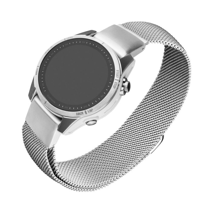 FIXED Mesh rozsdamentes acél óraszíj Garmin QuickFit 20mm kompatibilis, Silver FIXMEST-QF20MM-SL