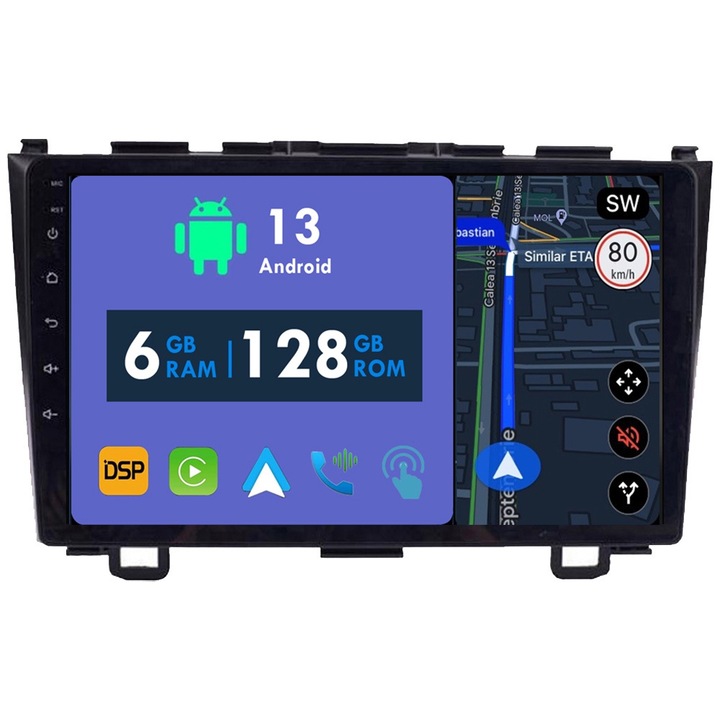 Navigatie GPS CarPlay Radio pentru Honda CRV CR - V 3 RE 2006 - 2012 Android Auto Stereo Bluetooth Ecran Tactil 6GB RAM, 128GB ROM